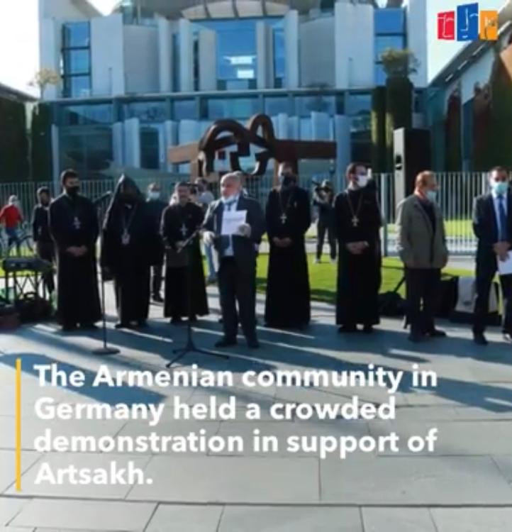 The Armenian community in Germany held a crowded demonstration in support of Artsakh.