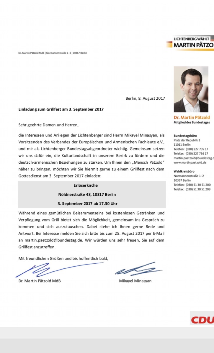 Einladung zum Gottesdienst und zum anschließenden Grillfest am 03.09.2017 ab 15.00 Uhr